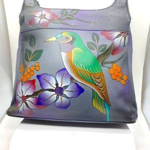 Anuschka Hand Painted Leather Bird Sachel Bag